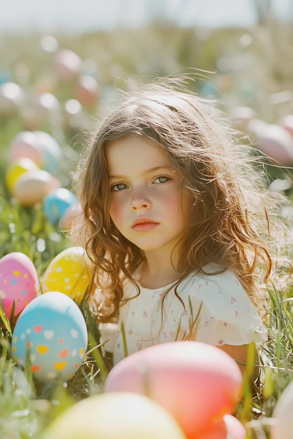 Girl in Easter Egg Field