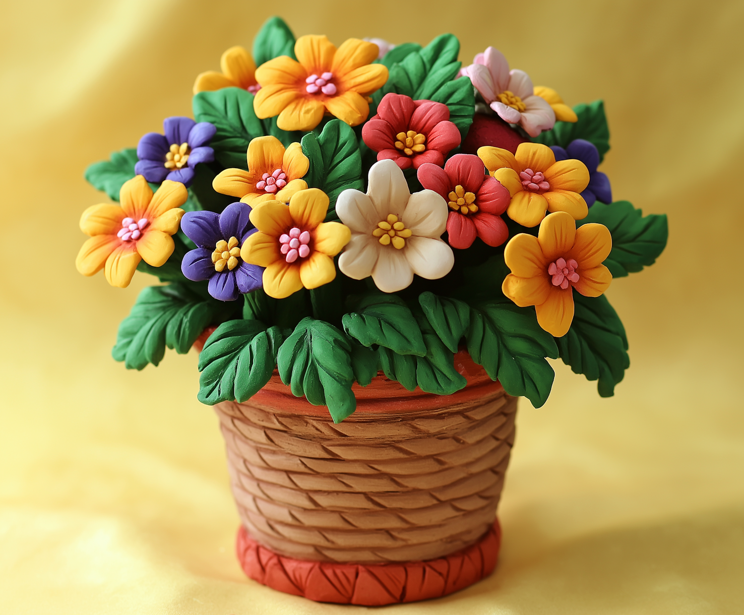 Colorful Clay Flowerpot Model