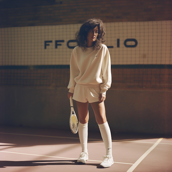 Serene Sporty Woman on Tennis Court