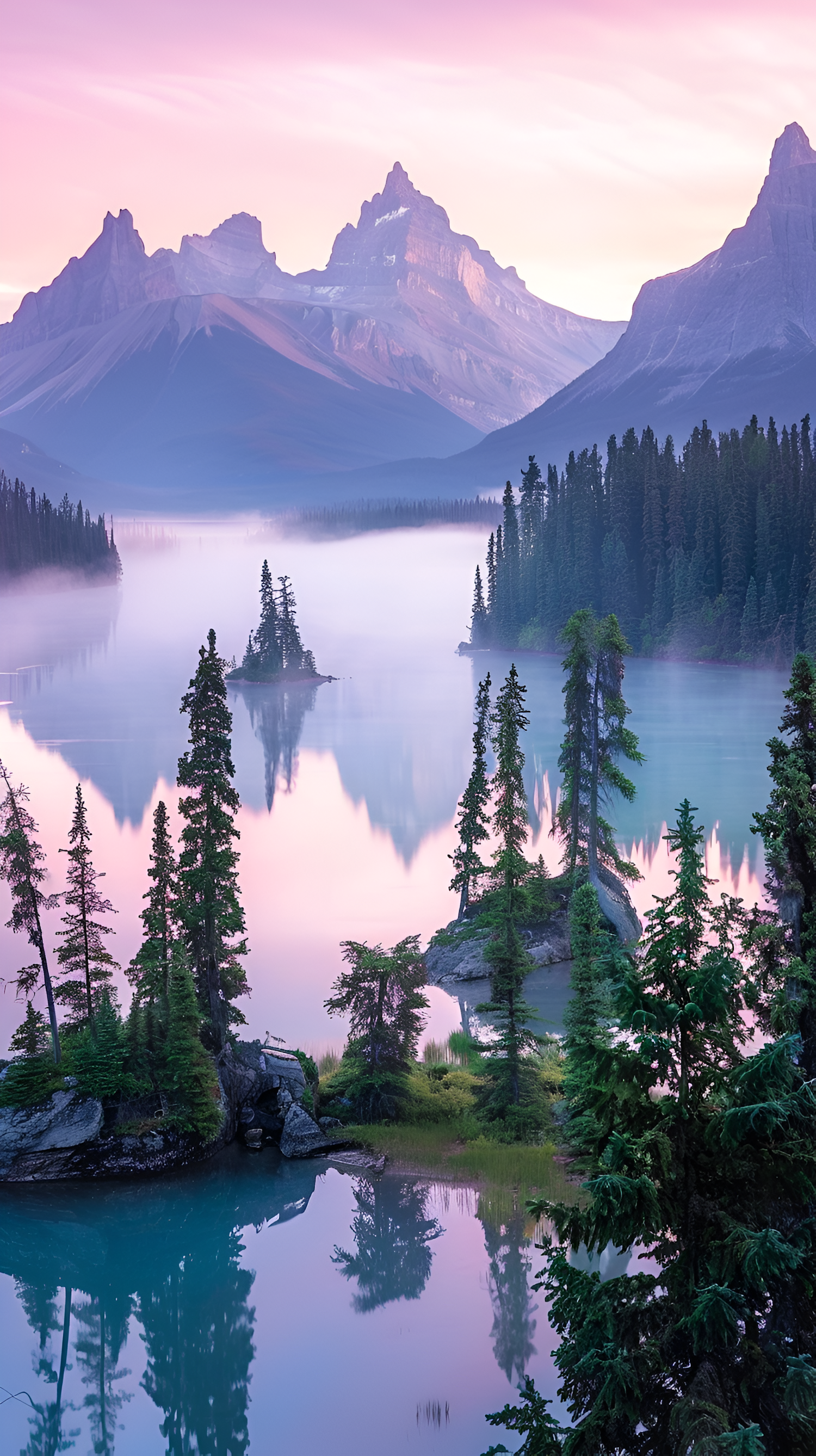 Serene Landscape with Lake and Mountains