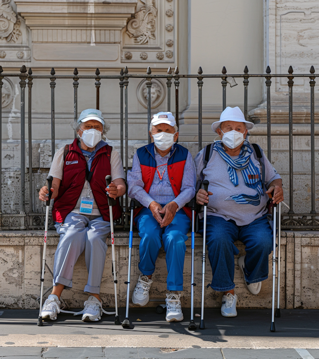 Elderly Friends on a Bench