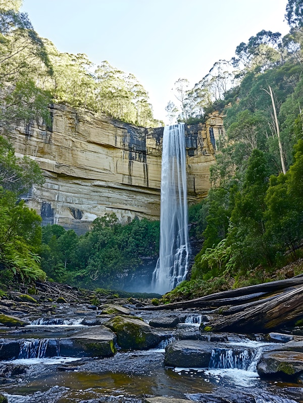 Majestic Waterfall in Lush Forest