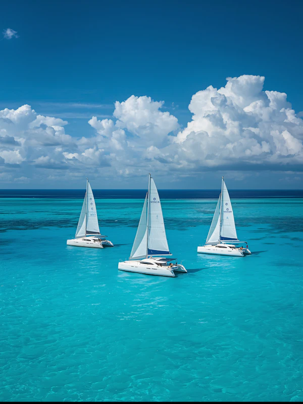 Catamarans on Turquoise Sea