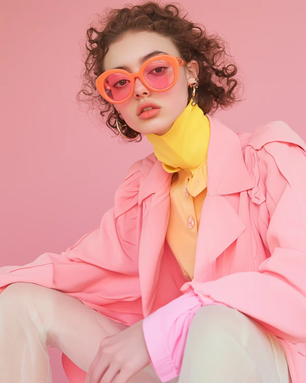 Fashionable Woman with Orange Sunglasses