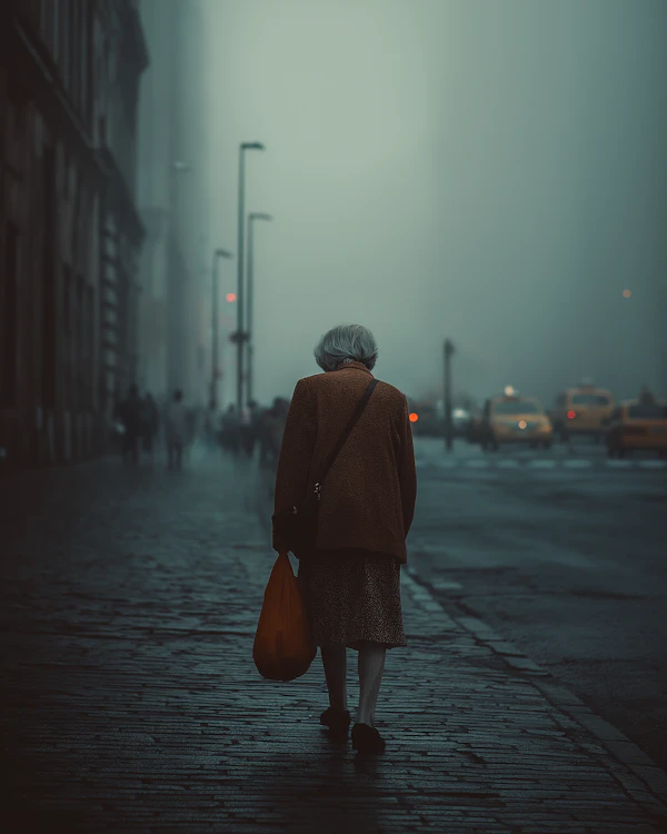 Foggy Urban Street Scene