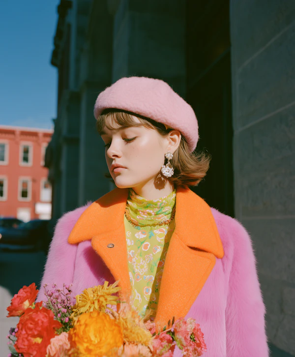 Stylish Woman with Flowers