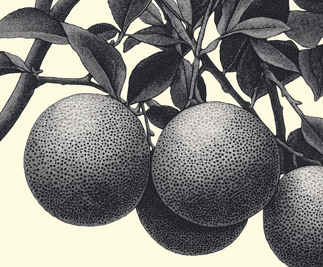 Monochromatic Stippled Oranges Illustration