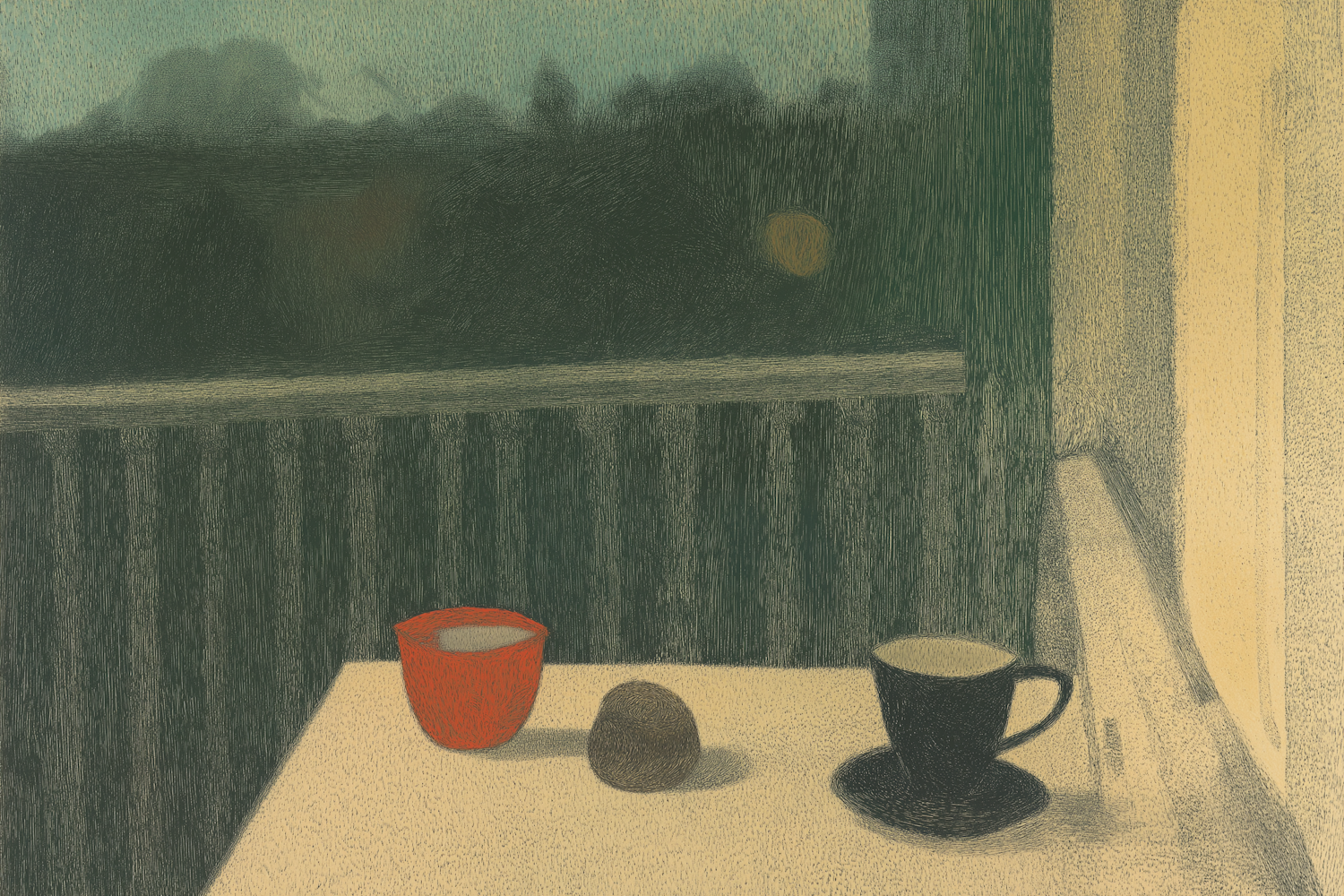 Serene Still Life with Red Cup