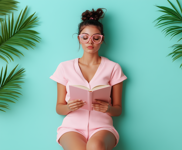 Fashionable Woman Reading Book