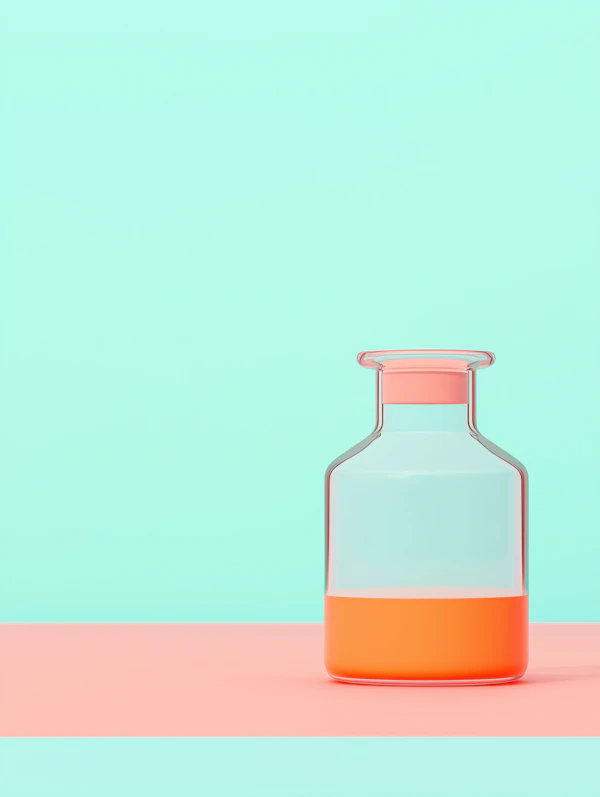 Minimalist Glass Bottle with Orange Liquid