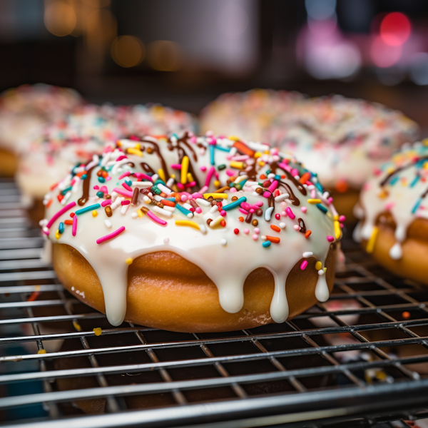 Freshly Glazed Sprinkle Doughnuts