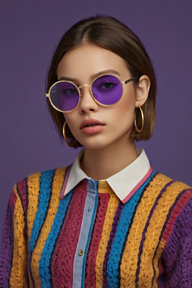 Fashionable Woman with Purple Sunglasses