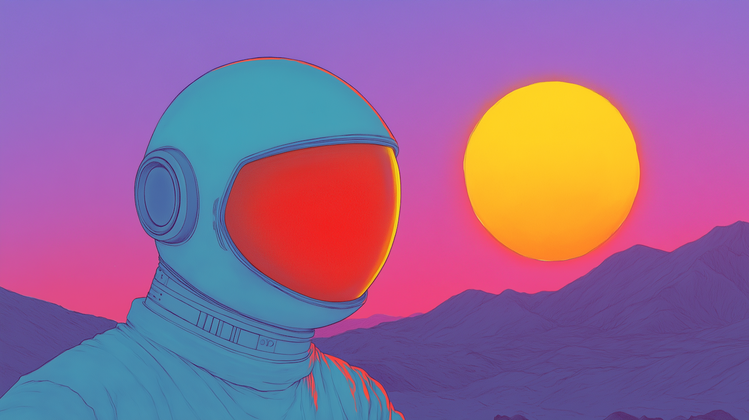 Astronaut in Colorful Setting