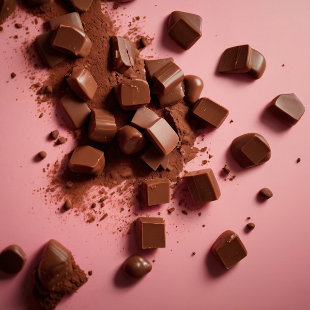 Assorted Chocolates on Pink Surface