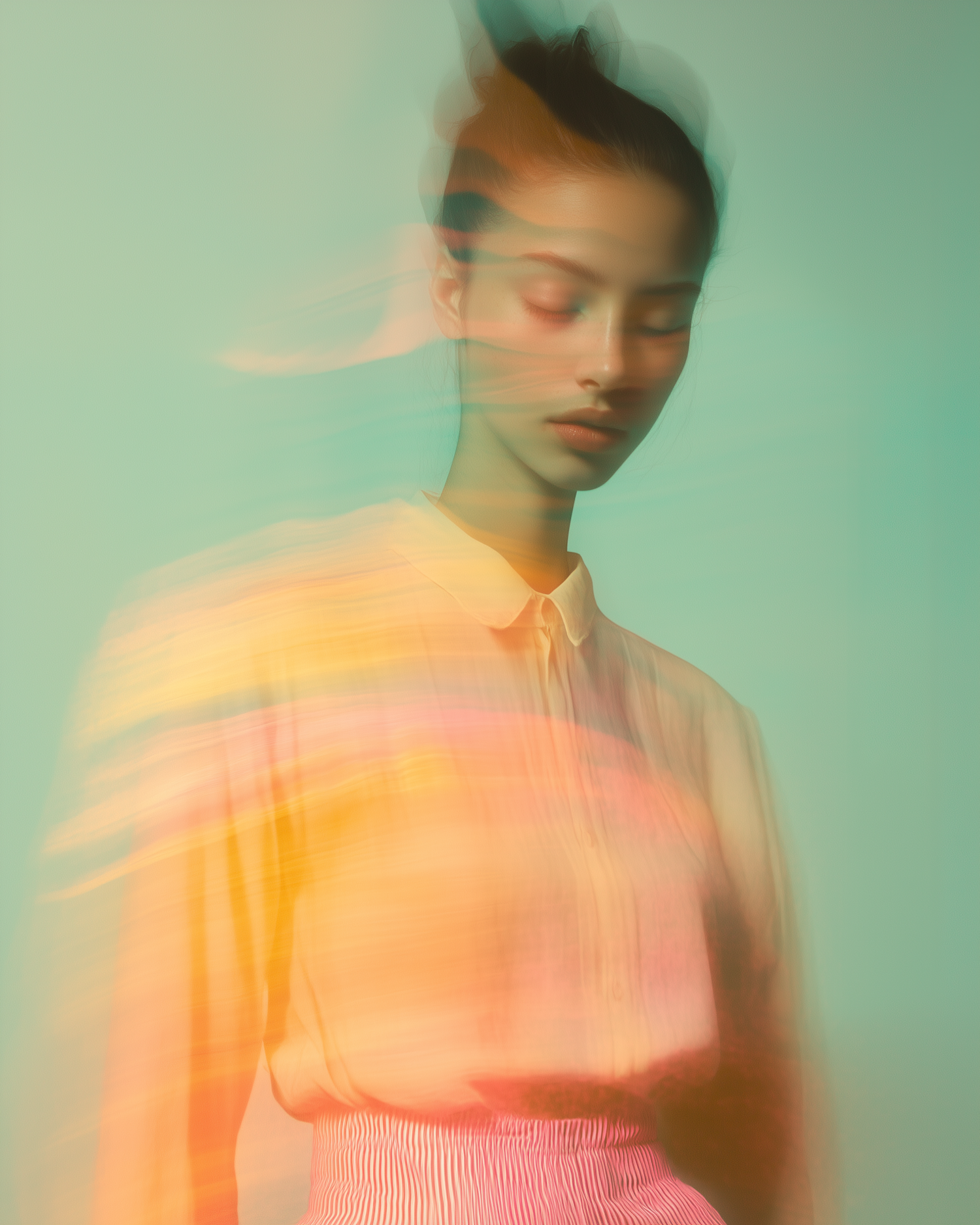 Serene Portrait with Pastel Blur