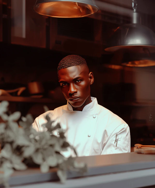 Chef in Industrial Kitchen
