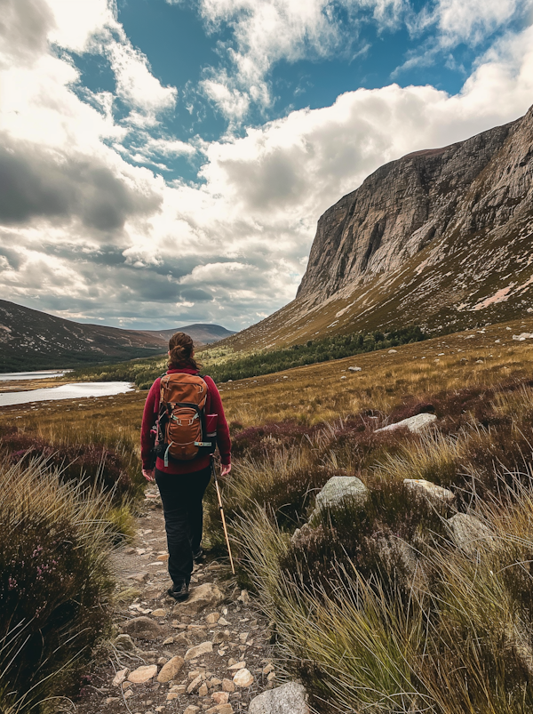 Hiker in Mountainous Landscape