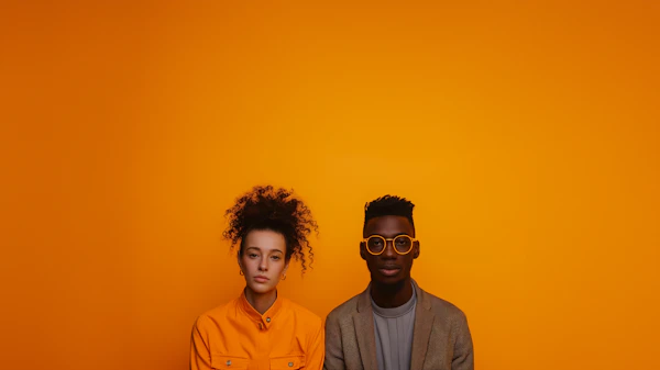Effortless Composure in Orange and Grey
