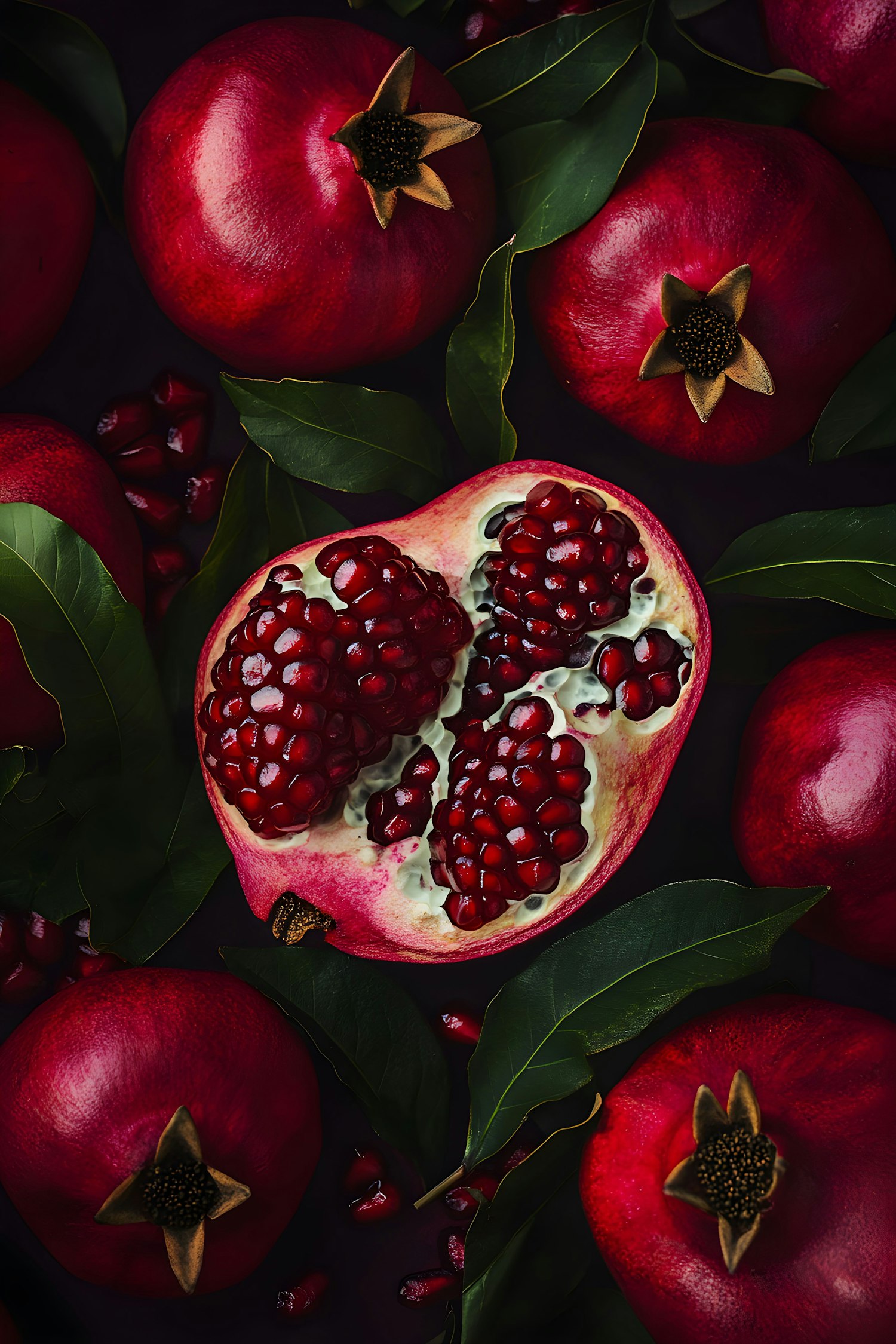 Fresh Pomegranates Still Life