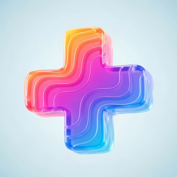 Colorful 3D Plus Sign