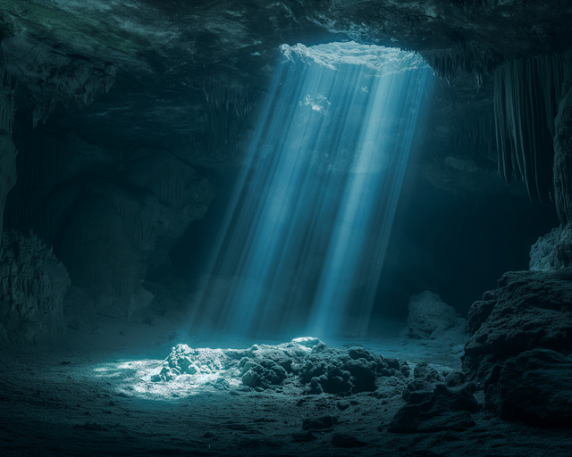 Underwater Cave Sunbeams