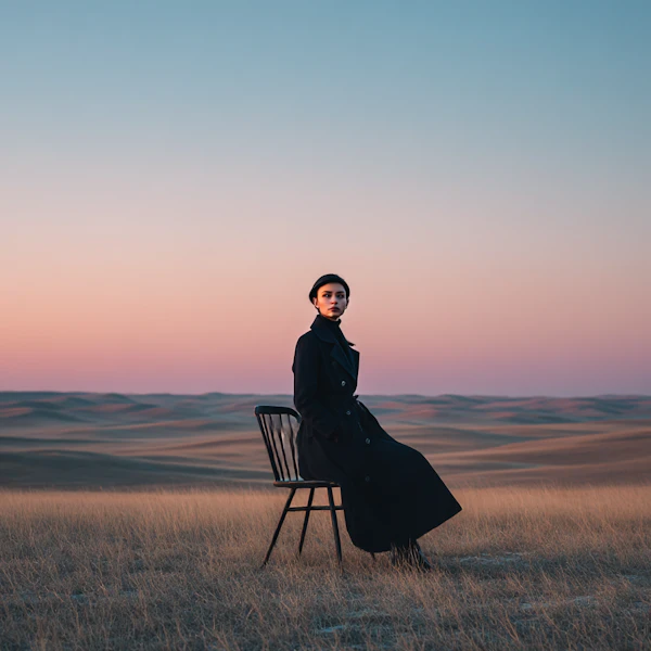 Woman in Sunset Field