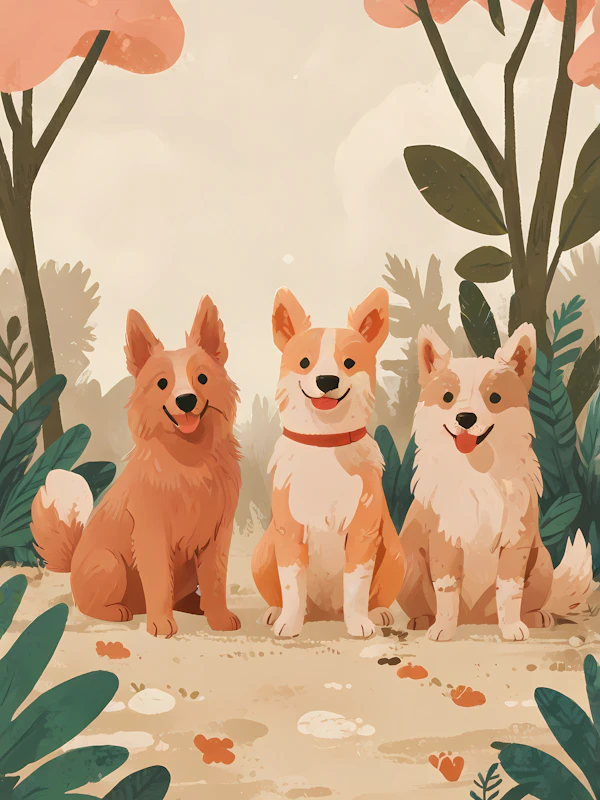 Cheerful Cartoon Dogs