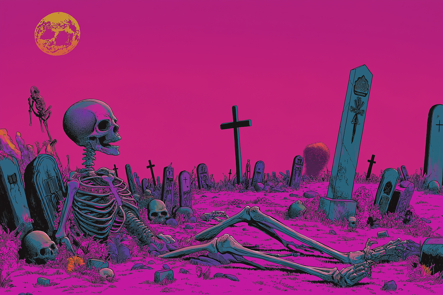 Surreal Graveyard Scene