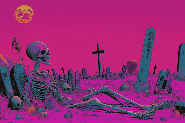 Surreal Graveyard Scene