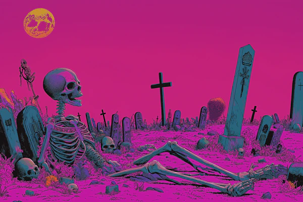 Surreal Graveyard Scene