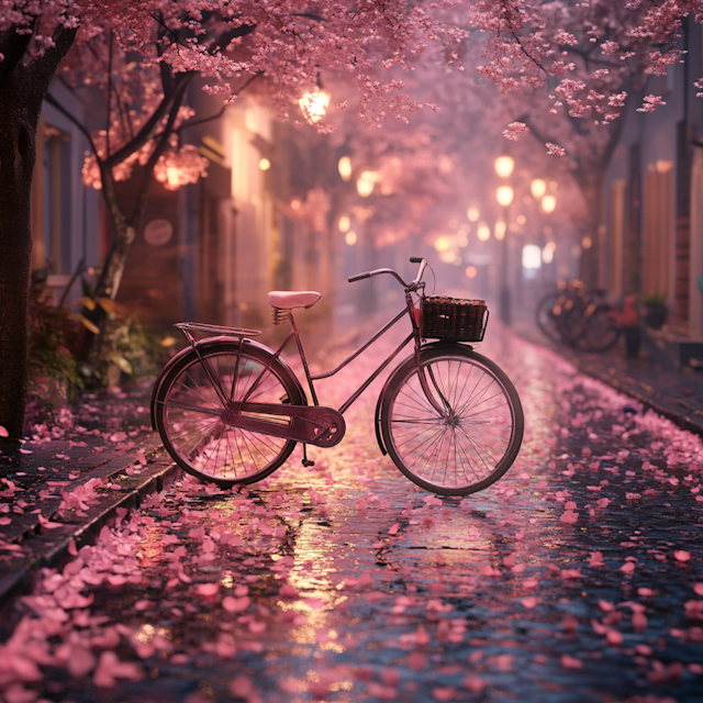 Serene Street Scene with Vintage Bicycle