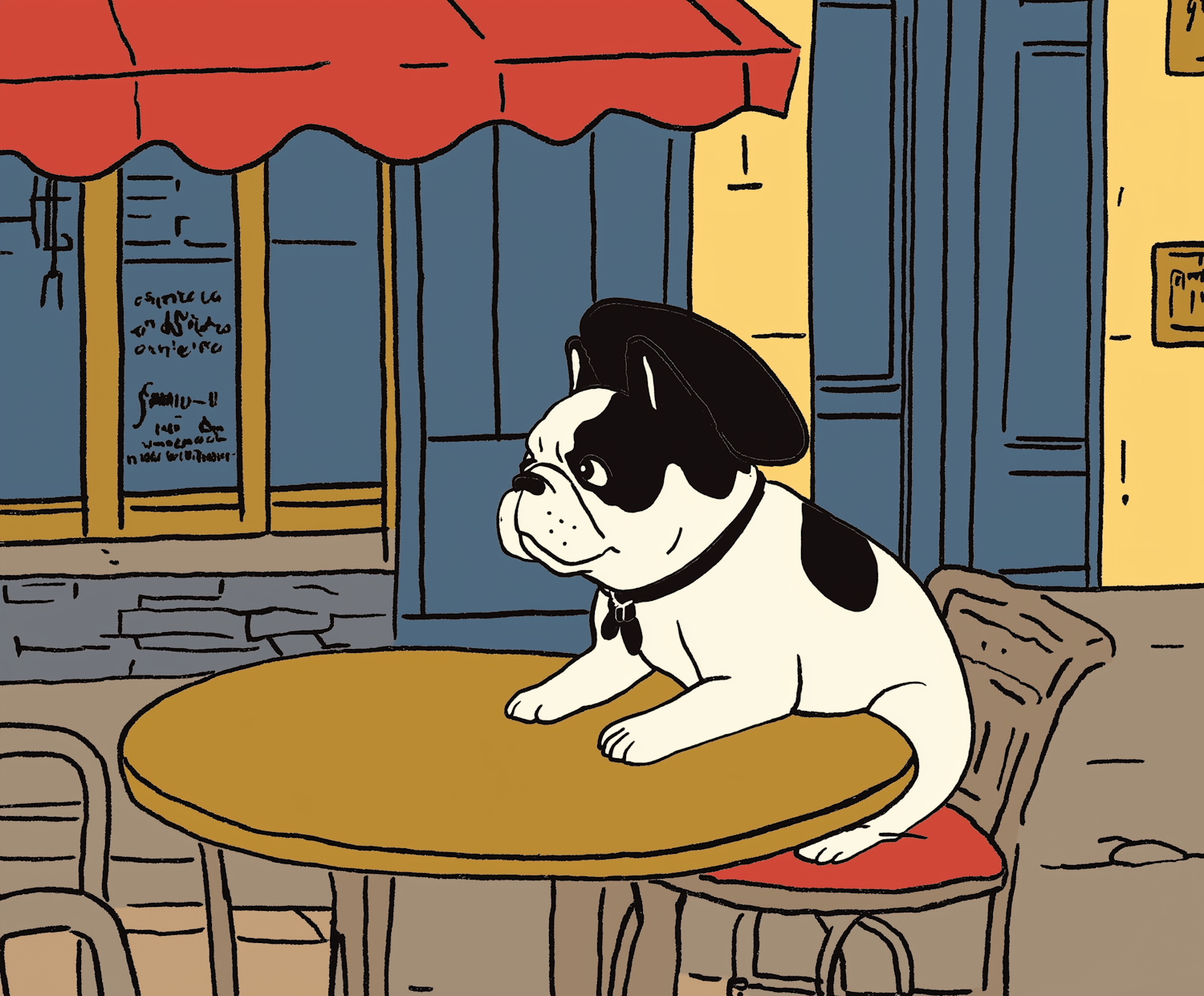 Sophisticated Bulldog at Café