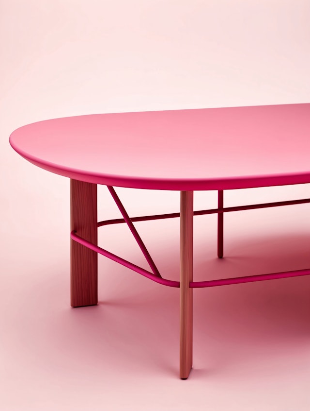 Modern Pink Oval Table