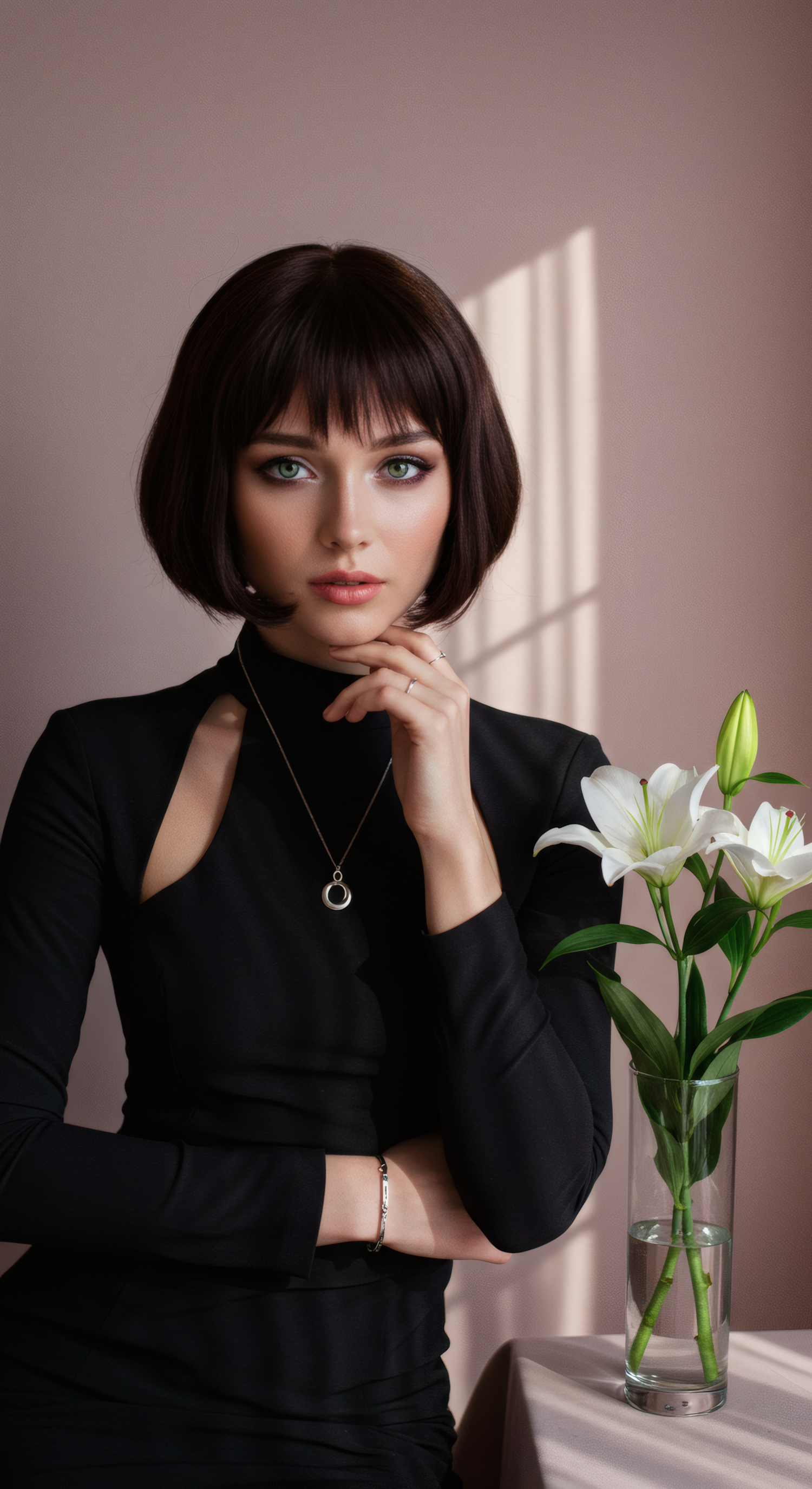Elegant Woman with Lilies
