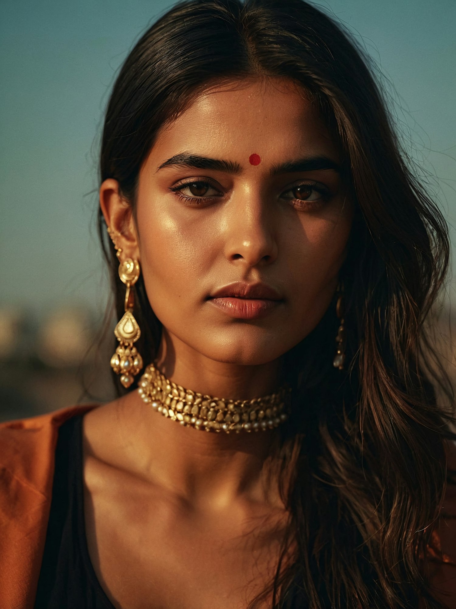 Close-up Portrait of a Woman with Traditional Jewelry