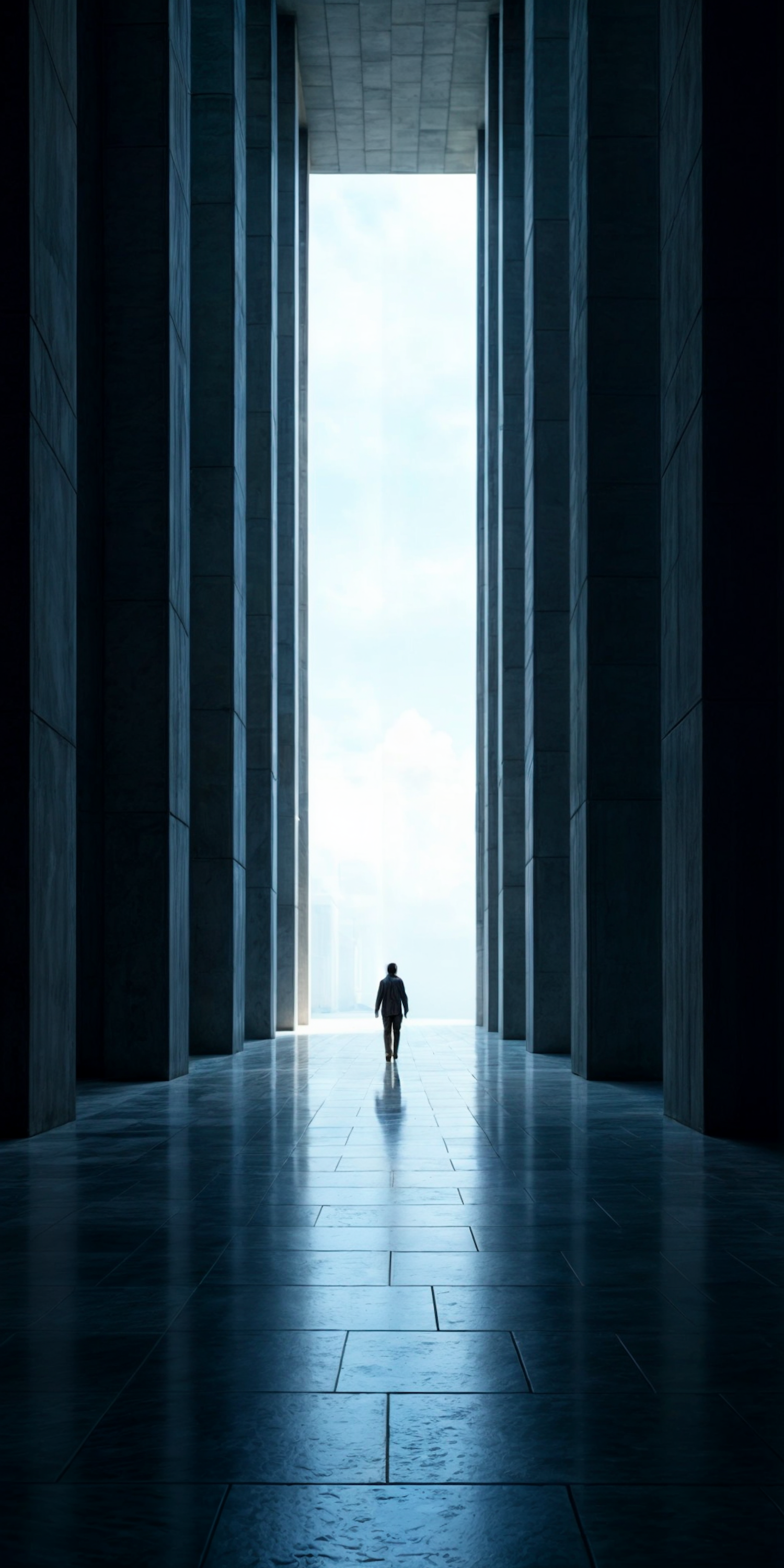 Solitary Figure in Grand Corridor