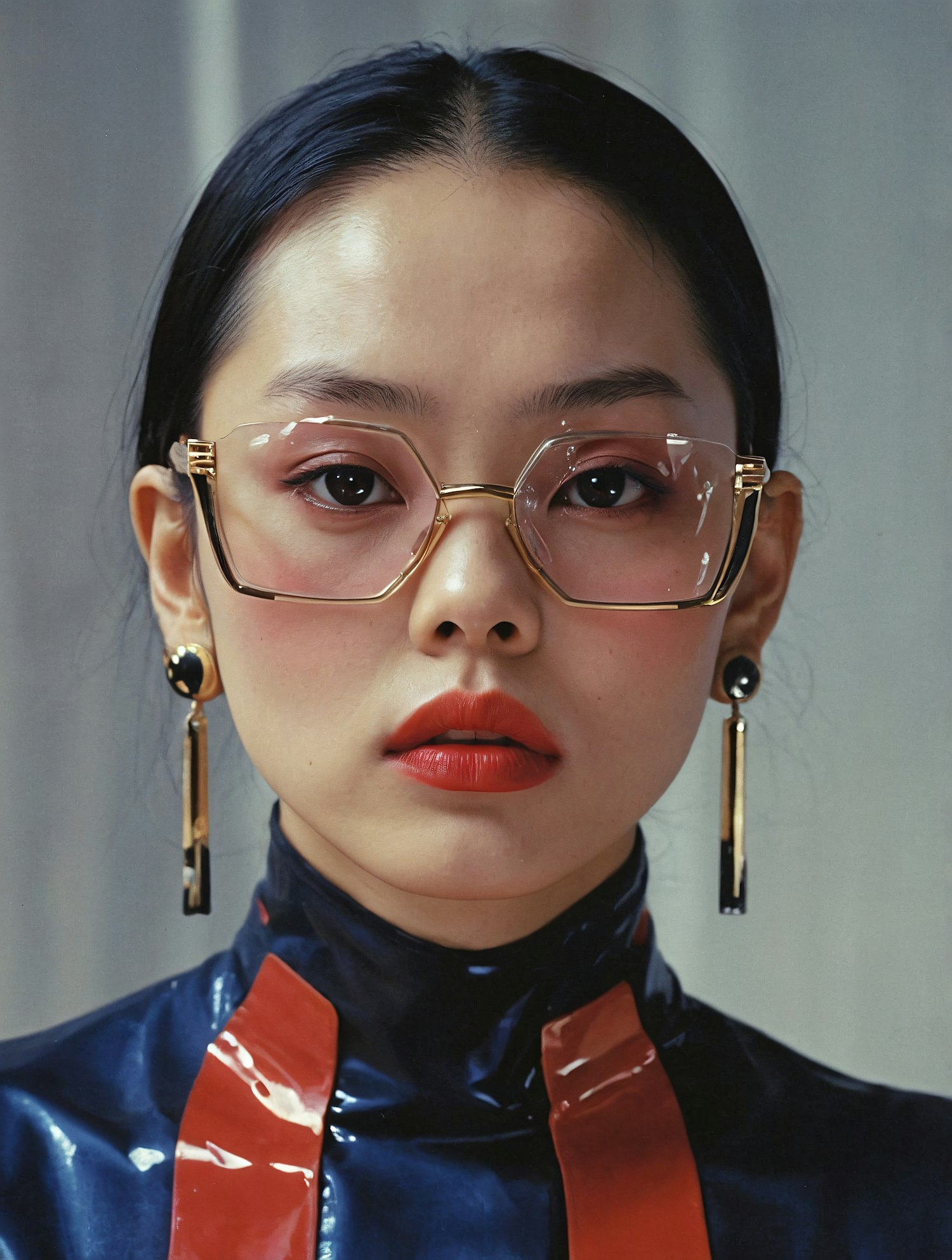 Close-up Portrait with Geometric Glasses