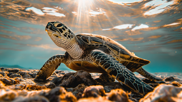 Sunlit Sea Turtle