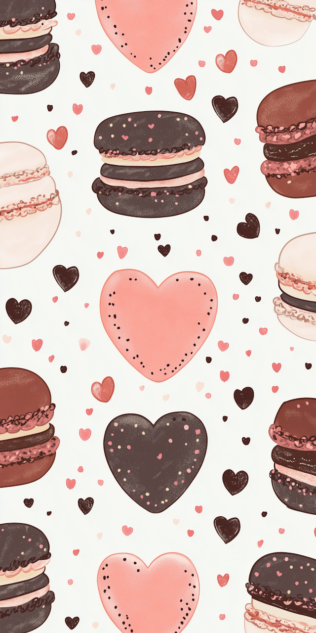 Macarons and Hearts Pattern