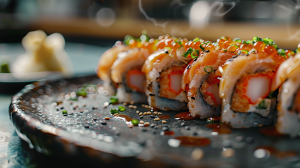 Appetizing Fresh Sushi Close-Up