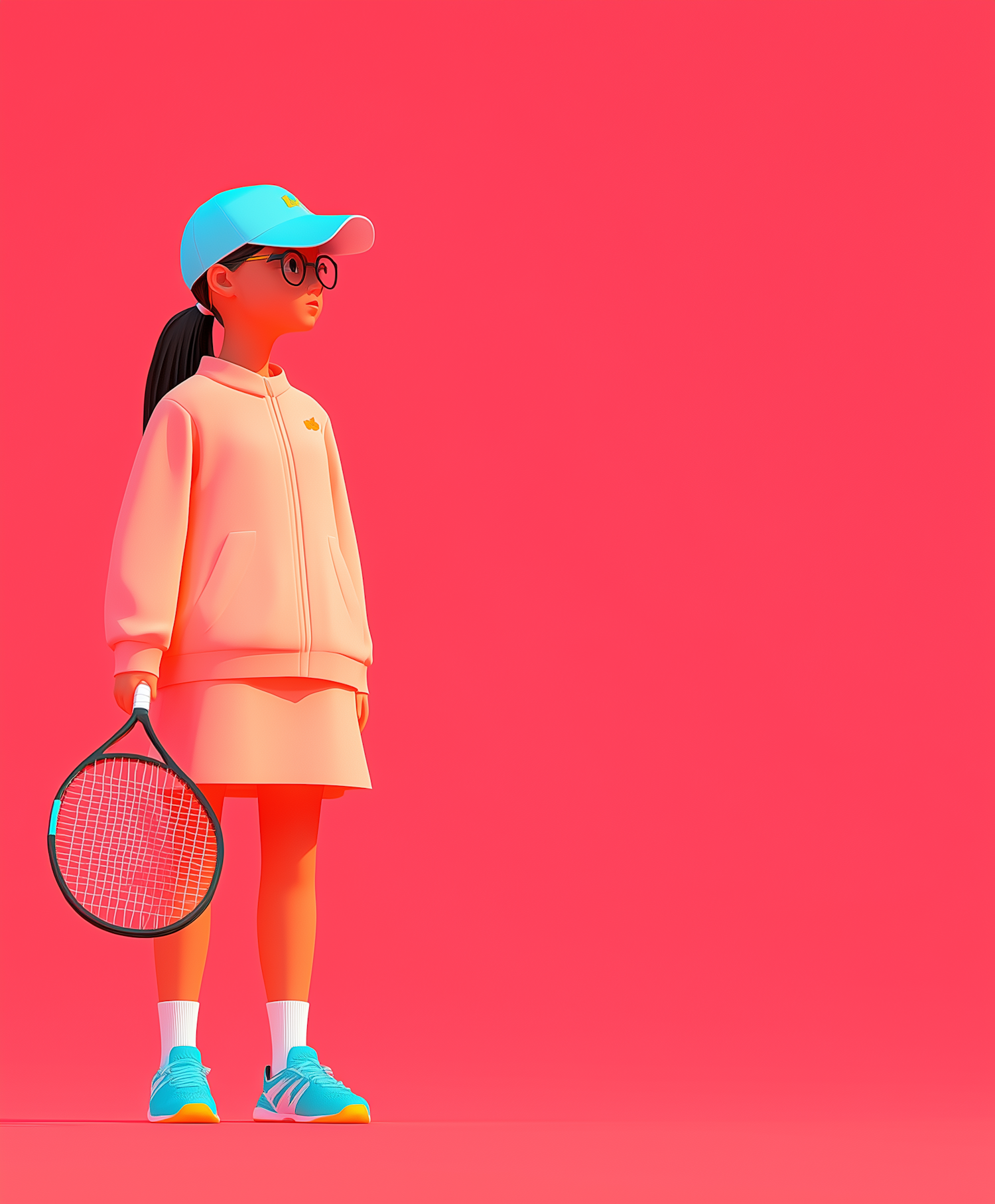 Stylized Female Athlete with Tennis Racket