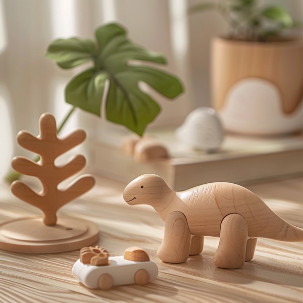 Serene Children's Wooden Toy Setup