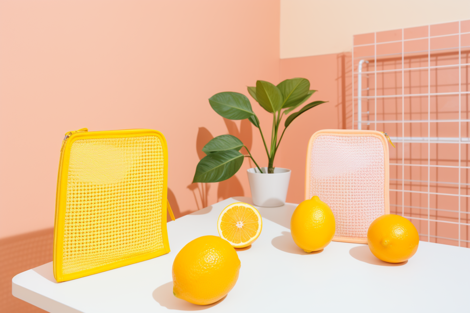 Spring Citrus and Textured Pouches Still Life