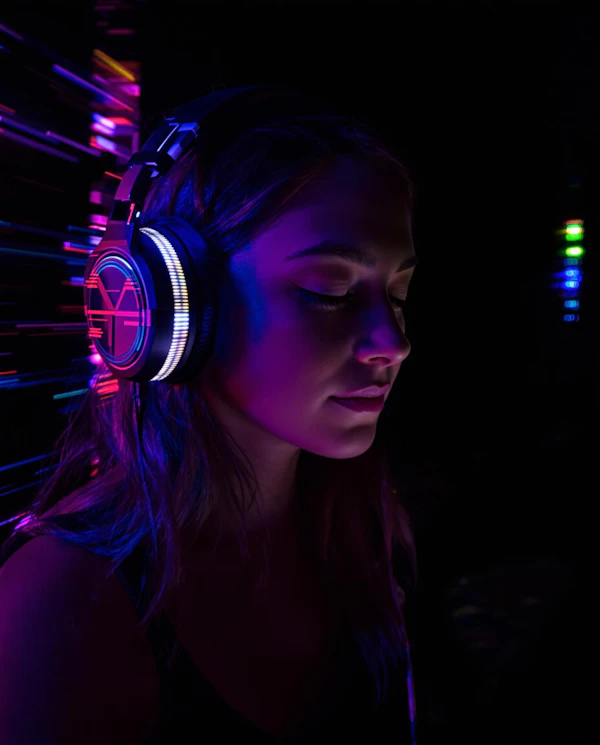 Neon Headphone Portrait