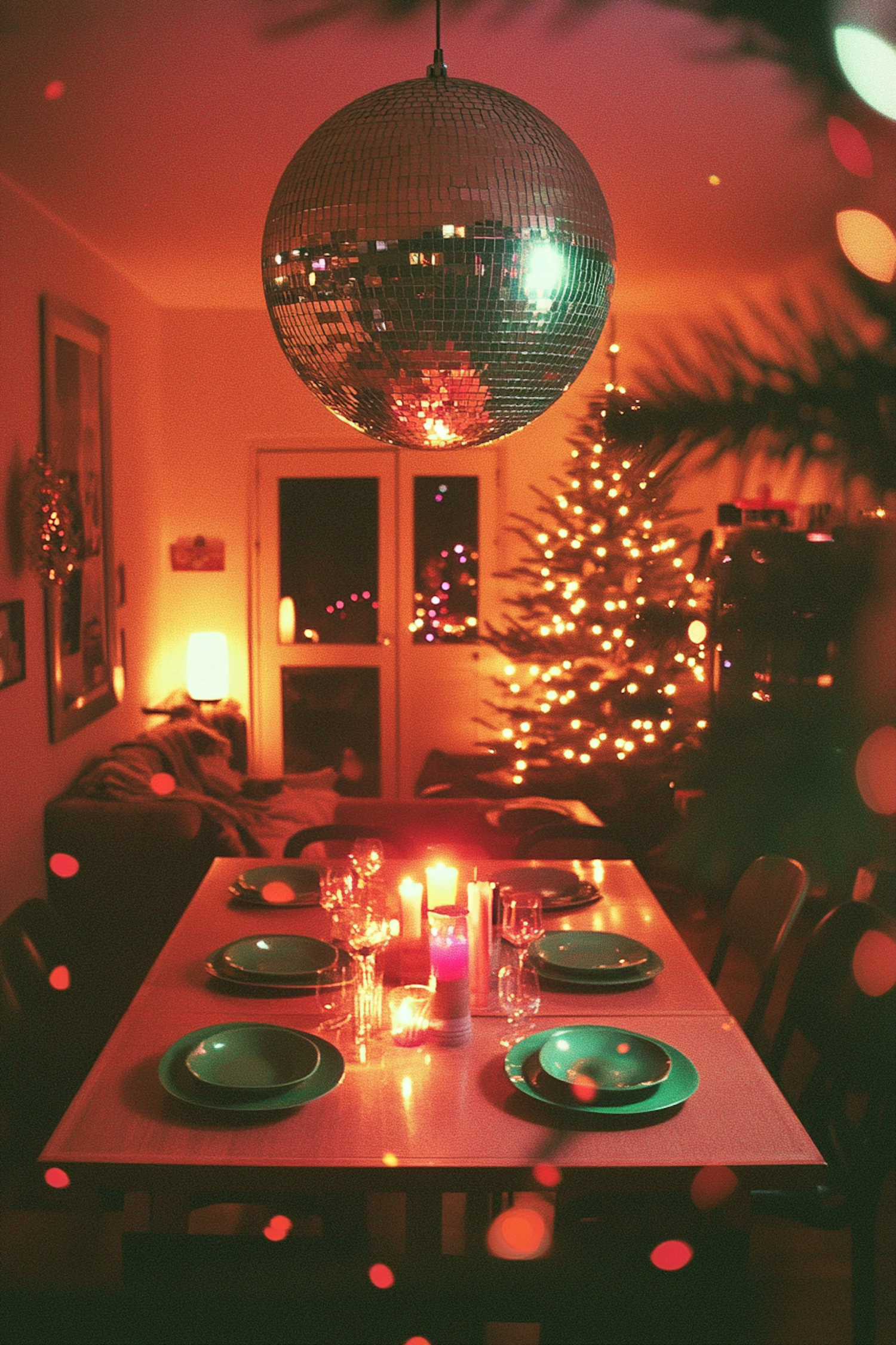 Festive Dining Room with Disco Ball