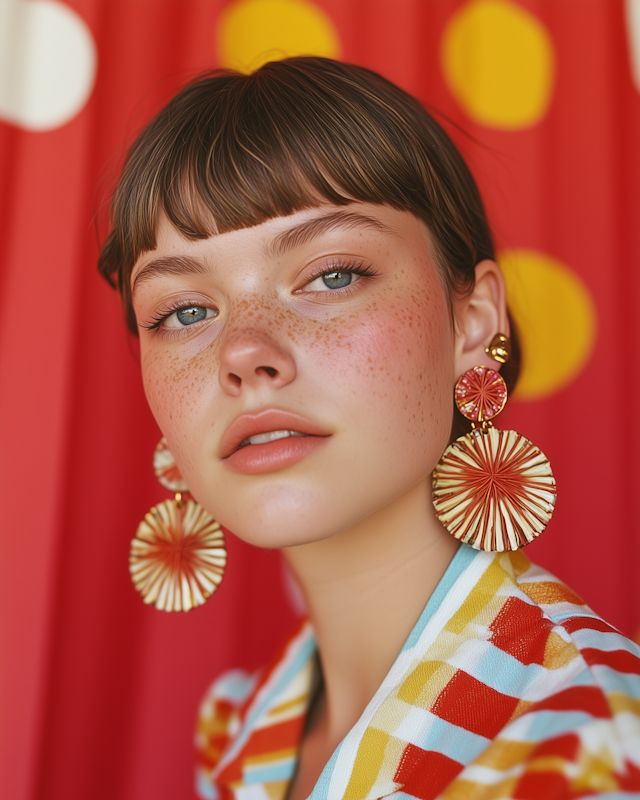 Portrait of a Young Woman with Artistic Background