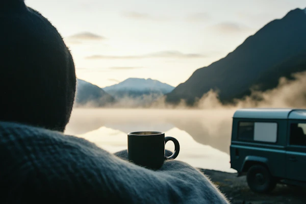 Serene Outdoor Scene with Coffee