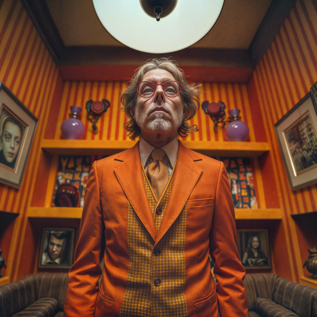 Man in Eccentric Vintage Room