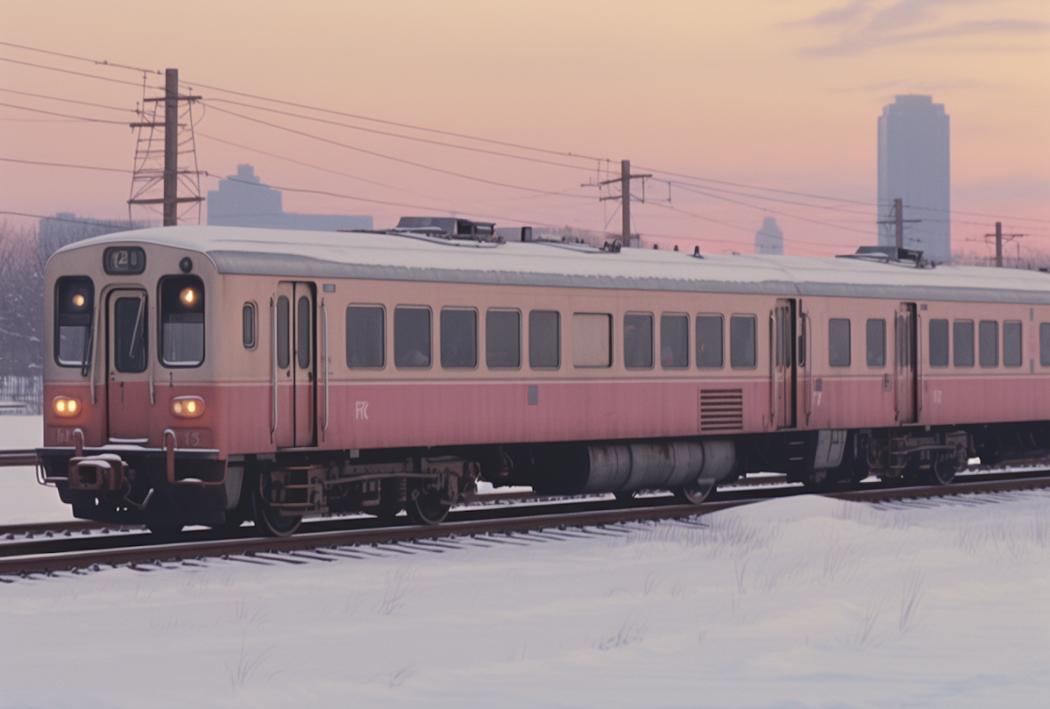 Twilight Serenity: The Vintage Train in Snow