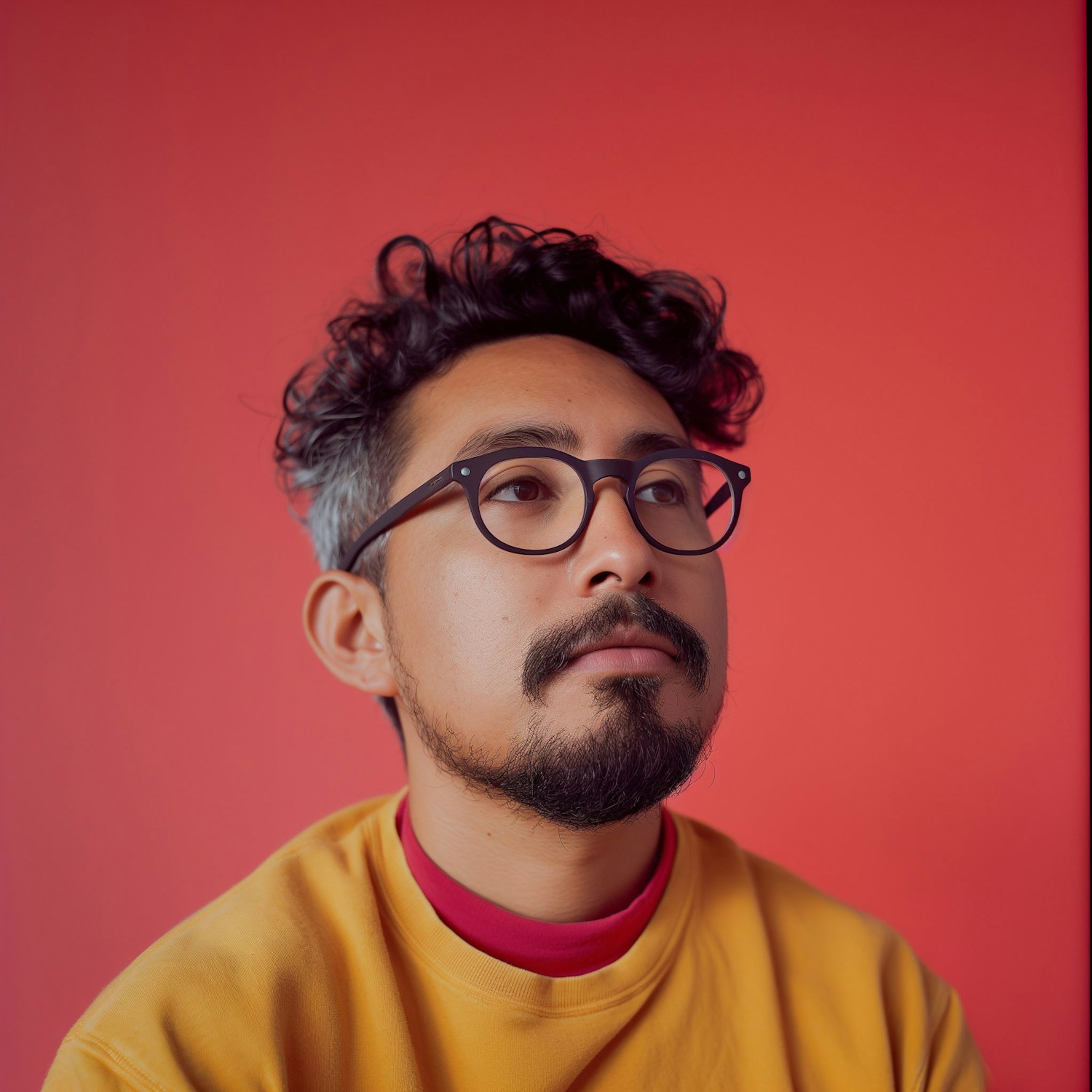 Thoughtful Young Man in Vibrant Portrait